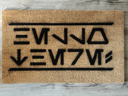 "Hello There!" Aurebesh Welcome Mat