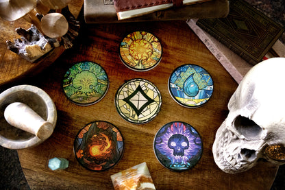 Magic: The Gathering - Stained Glass Mana Lands Ceramic Coasters - Set of 6