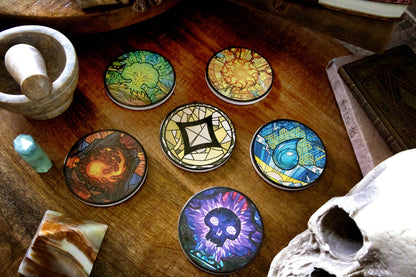 Magic: The Gathering - Stained Glass Mana Lands Ceramic Coasters - Set of 6