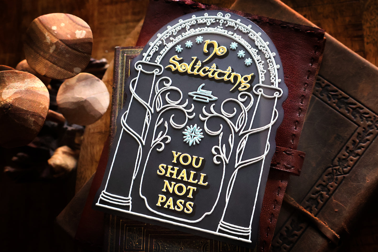 No Soliciting Sign - Lord of the Rings Doors of Durin