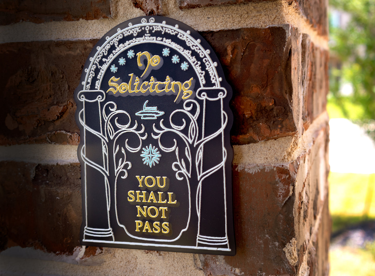 No Soliciting Sign - Lord of the Rings Doors of Durin