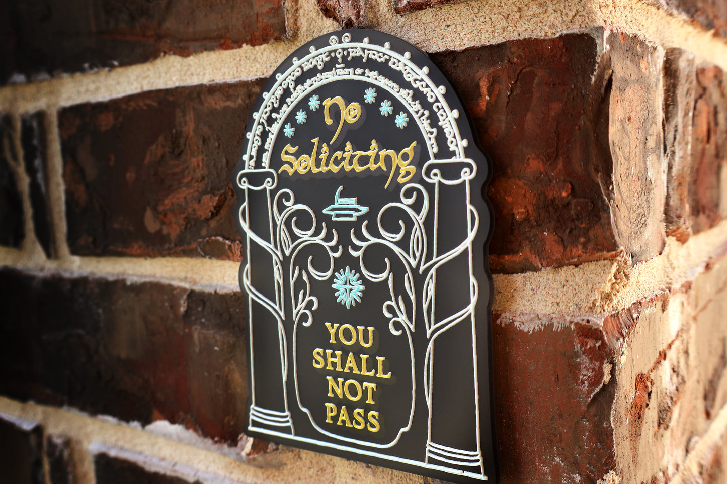 No Soliciting Sign - Lord of the Rings Doors of Durin
