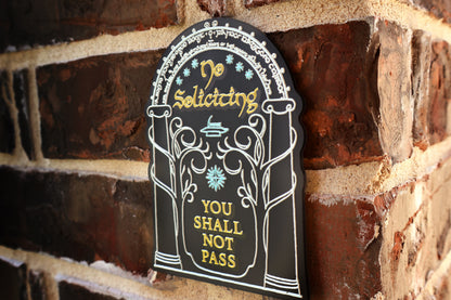 No Soliciting Sign - Lord of the Rings Doors of Durin