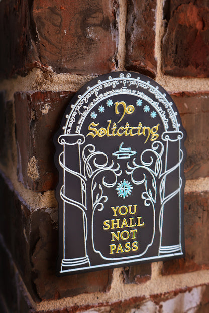 No Soliciting Sign - Lord of the Rings Doors of Durin