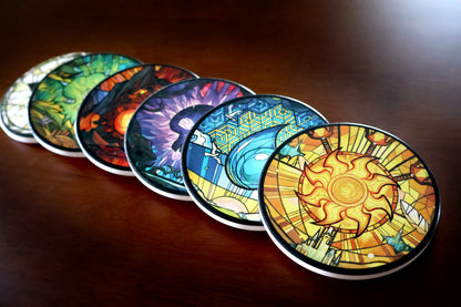 Magic: The Gathering - Stained Glass Mana Lands Ceramic Coasters - Set of 6